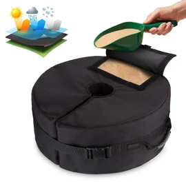 Detachable Patio Umbrella Base Weight Bag, 18" Round with Large Opening and 2 Handle for Offset, Cantilever or Standard Outdoor Patio Umbrella or Flagpole, Heavy Duty, Weather Resistant (Round)