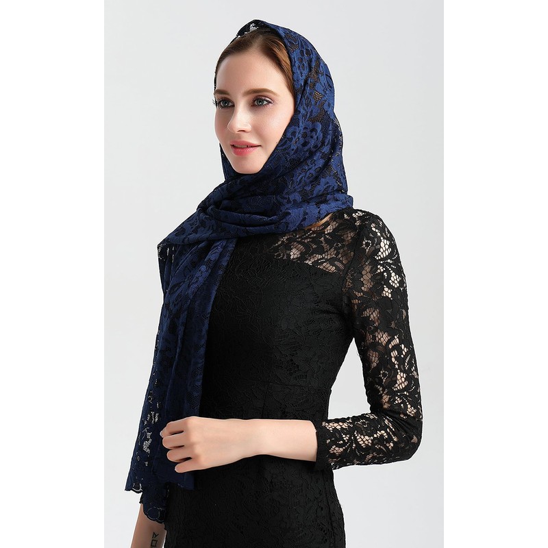 Leimandy Rectangular Lace Veil for Women Lace Scarf Catholic Orthodox