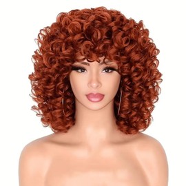 QITAQOTA Pixie Cut Wig Wigs for Women Short Curly Wig BOB Glueless Wig Afro Rose Curly Funmi Wigs with Bang 13inch (Color Dark Brown)