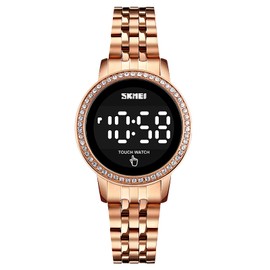 GOSASA Top marca electrónica reloj mujer relojes led pantalla táctil mujeres relojes digitales impermeable reloj de pulsera, Rose gold