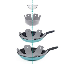 BYKITCHEN Pan Pot Protectors, Set of 12 and 4 Different Sizes, Larger & Thicker Gray Pan Separator Pads, Pan Protectors for Stacking and Protecting Your Cookware