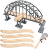 9 Pcs Train Bridge Model Wooden Train Suspension Bridges Tracks