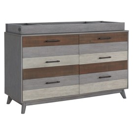 Soho Baby 48065570 Cascade Premium Changing Topper for 6-Drawer Dresser, Wire Brush Multi-Tone Gray Finish
