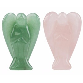 rockcloud Healing Crystal Gemstone Carved Pocket Guardian Angel Figurines 1.5 inch