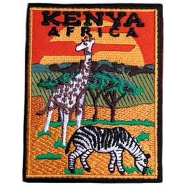 Kenya Africa Patch (3.5 Inch) Embroidered Iron-on/Sew-on Badge Travel Souvenir Safari Emblem Gift Patches