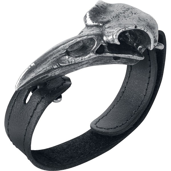 Alchemy Gothic Raven Skull Unisex Leather Bracelet Gothic Medieval Steampunk
