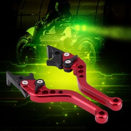 red 125 Brake Lever + Clutch 1 Pair Universal Dual Disc Aluminum Motorcycle Levers Brake Lever Brake Handle (Red) Replacement Accessory