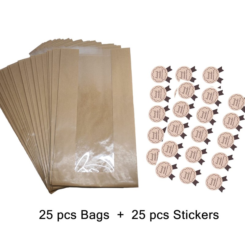 GM HOME 25 PCS Toast Paper Bag Kraft Bread Bag