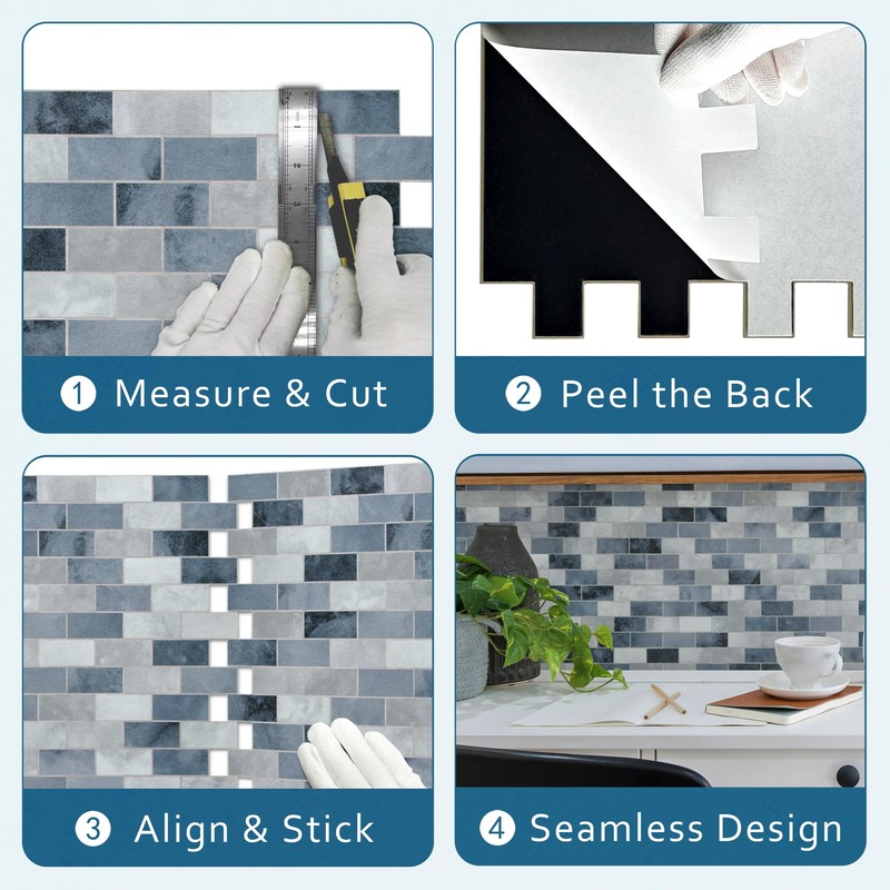 10-Sheet Subway Peel and Stick Backsplash Tile, 11.3" x 10.8"