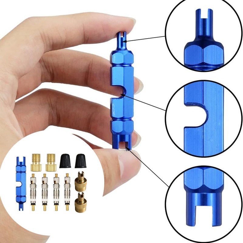 Presta Valve Core Set 11 Pieces Bicycle Valve Adaptor, Valve