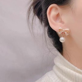 Earrings for Women Pearl Drop Earrings for Women White Dainty Double Pearl Dangle Earring Wedding Earring Prom Birthday Jewelry Gifts