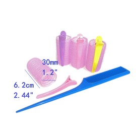 Kamay's 12 rodillos de pelo de 30 mm y 1.2 pulgadas con 12 clips de corte de pico de pato, 1 peine utilizado para peinar el cabello rodillos de agarre automático