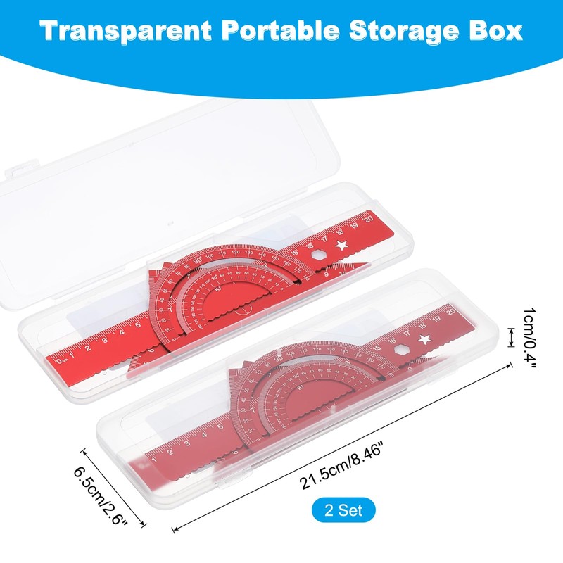 PATIKIL Triangular Ruler Set, 20cm Aluminum Metric Ruler, 45°60°Triangular Ruler