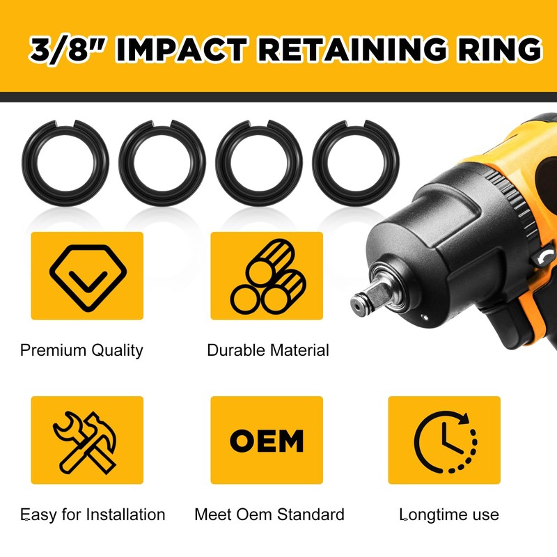 Relaxweex 20 Sets 3/8" Impact Retaining Ring With O-Ring Compatible