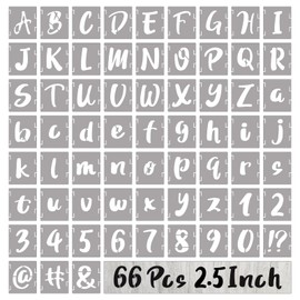 BAMIDELE 2.5 Inch Letter Stencils and Numbers, 66 Pcs Reusable Plastic Alphabet Symbol Interlocking Drawing Template Kit for Painting on Wood, Wall, Chalkboard, Fabric, Door Porch, Signage