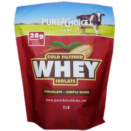 Pure Choice Chocolate Whey Protein Isolate Powder, 28g Protein, Undenatured Whey, 3 Ingredients, No Fillers Or Artificial Sweeteners (Chocolate, 2 lb)