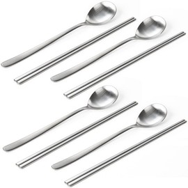 (Good Life Me) Stainless Steel Cutlery 4-Set, Newlywed Commercial Use, Spoons and Chopsticks, Korean Cutlery Set / (굿라이프미)스텐 수저 4세트 신혼 업소용 숟가락 젓가락 한식수저세트