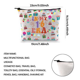 WCGXKO 16st Birthday Pouch 16st Birthday Makeup Bag Birthday Favor Bag 16st Birthday Zipper Pouch Makeup Bag (in My 16 CA)