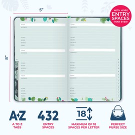 Boxclever Press Small Address Book with Over 400 Spaces. Hardcover Address Book with Alphabetical Tabs, Pocket, Change of Address Labels. Stunning Address Books 8 x 5ins