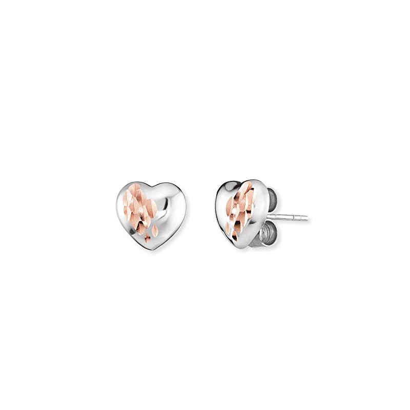 Engelsrufer Women's Stud Earrings Heart Bicolour Sterling Silver in Silver