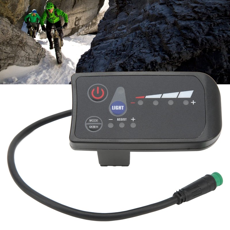 Electric Bike Power Display Meter,5 Pin Interface ABS Housing LED