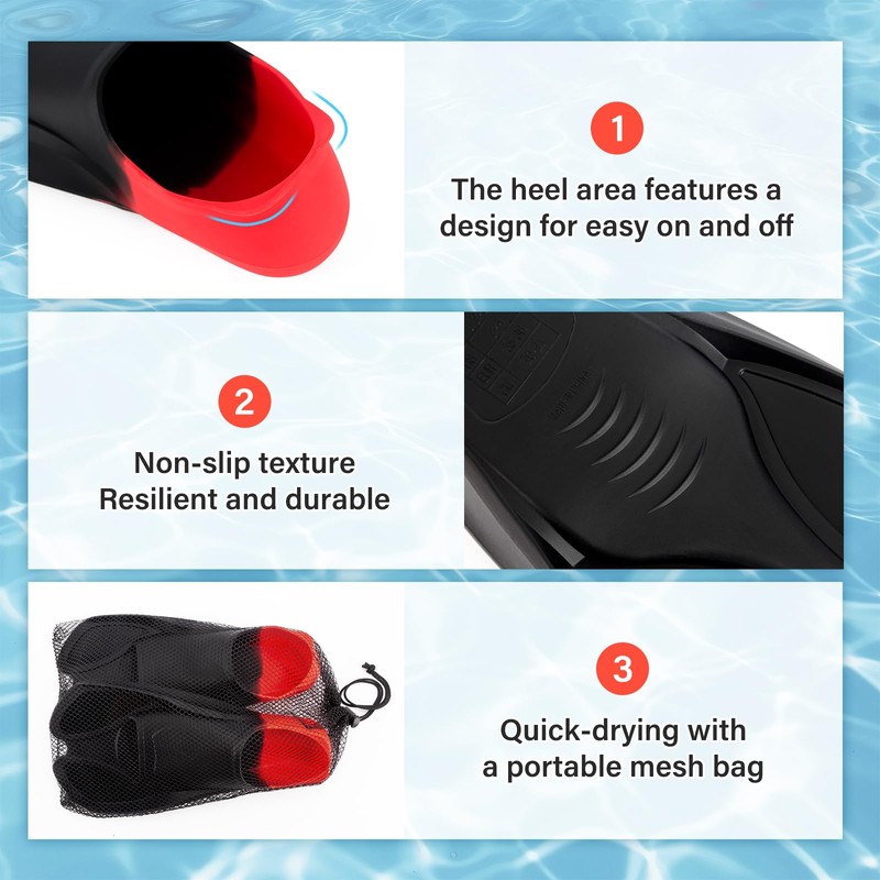 Fanwill Short Blade Swim Fins ,Training Flippers for Kids, Youth