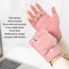USB Heated Gloves Mitten Men Women Winter Knitted Fingerless Hand