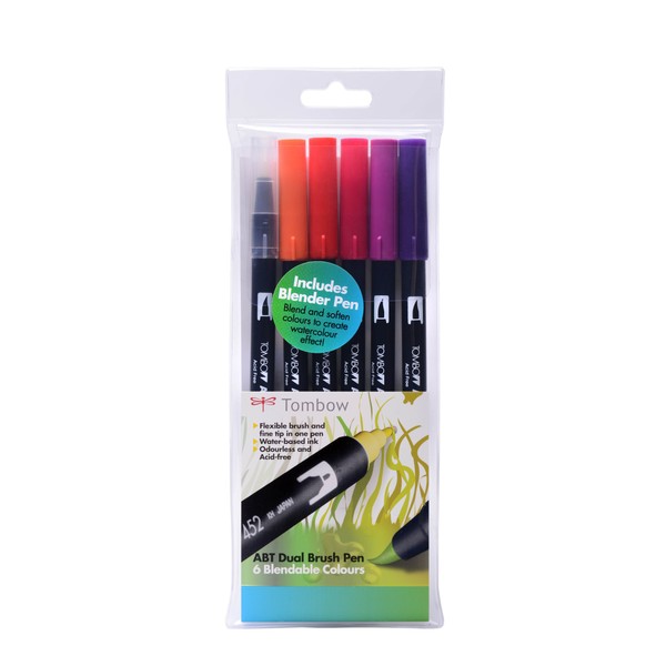 Tombow : Dual Brush Pens : Sunset Colours : Pack of 6