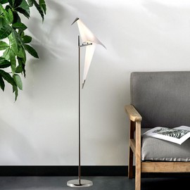 KPIBEST Origami Crane Bird Floor Lamp for Living Room Modern, 63" Tall LED Pole Lamps Crane Bird Shape Standing Lamps for Office Kids Room Bedroom Reading (Sliver)