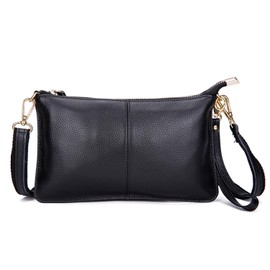 EVEOUT Women's Genuine Leather Purses Crossbody Shoulder Bag Evening Bag Small Shoulder Clutch Bag Phone Wallets for Girls and Women, black, Classic, fashionable