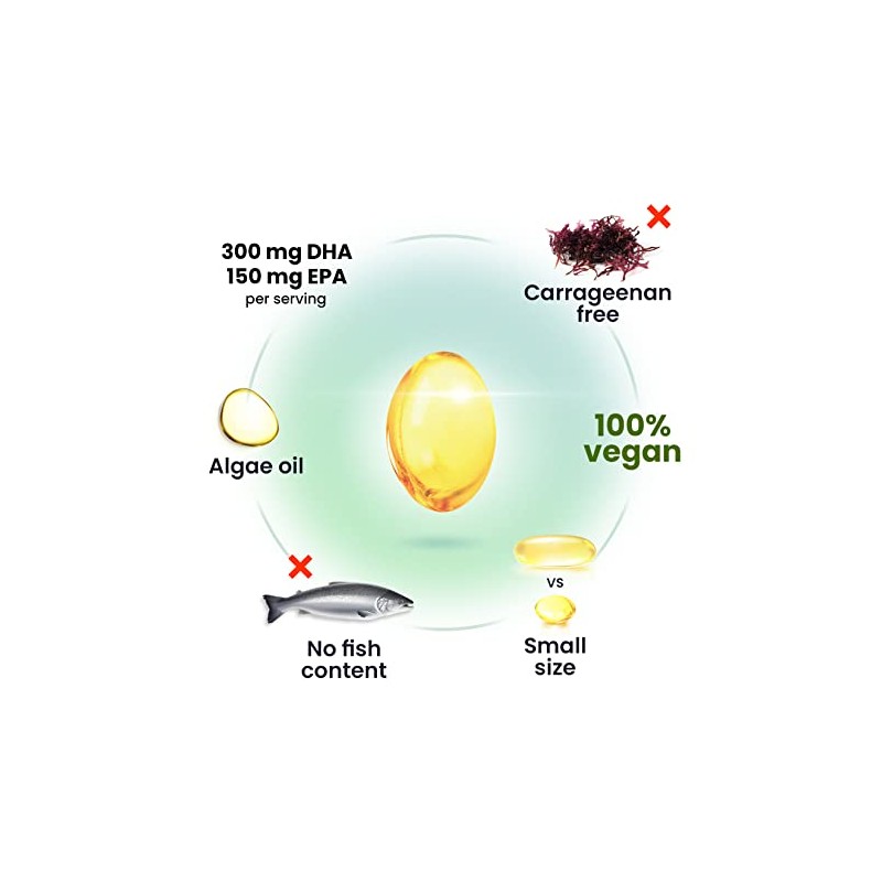 Vegan Omega 3 DHA & EPA Supplement - Algae Omega-3