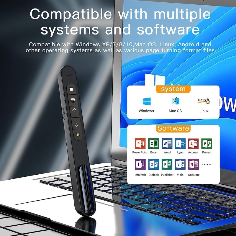 Presentation Clicker Wireless Presenter Laser Pointer for Presentations Remote RF