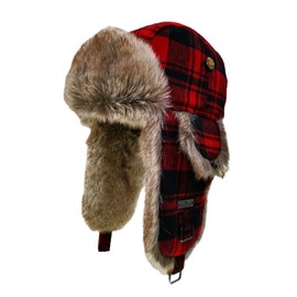 Alkaidstar Fur Winter Trapper Hat,Taslon Faux Fur Aviator Ski Trapper Trooper Pilot Hat,Snow Eskimo Hat with Ear Flaps for Men & Women L/XL