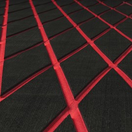 ICOOP Boat Flooring EVA Foam Decking Sheet Black and Red Diamond Sea Deck 3M Self Adhesive Marine Carpet for Boats Boat Decking Foam Waterproof Marine Vinyl Flooring Hydroturf for Pontoon Kayak Yacht