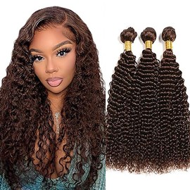 Tuheerst Human Hair Bundles Curly Wave Bundles Brazilian Real Hair Wefts Sew-in Bundles #4 Wefts Real Hair 3 Bundlest Double Weft Brazilian Remy Hair 34 34 34 Inches