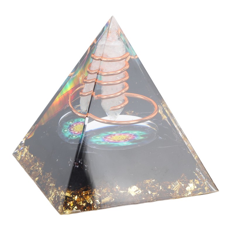 Healing Crystal Pillar Pyramid 6CM Epoxy Positive Energy Generator Meditation