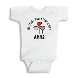 TATY Kids My First Valentine's Day Anna Baby Infant One Piece Bodysuit 24 Months White
