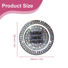 VBSJAH Car Start Stop Button Crystal Protective Case, 2 Pieces Silver Rhinestone Car Ring Glitter Sticker Crystal Keychain Accessories for Car Motorcycle Car Accessories Women Decorations