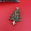 QUKE Zircon Crystal Rhinestone Green Christmas Tree Brooch Pin for