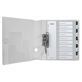 Leitz Index for A4, PC-writable cover sheet and 10 dividers, tabs with number print 1-10, extra width, white/black, polypropylene, WOW, 12150000