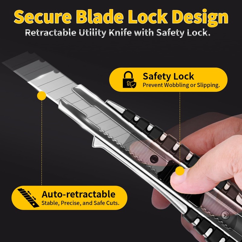 TECKWRAP Utility Knife, Retractable Box Cutter Heavy-Duty Knives for Cardboard,