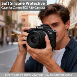 Funda para cámara Canon EOS R50, funda protectora de silicona suave, antiarañazos, funda delgada con protector de visualización, accesorios para Canon