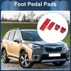 PARSLUCK 4 Pcs Manual Transmission Foot Pedal Pads Foot Accelerator Pedal Covers for Subaru Forester 2006-2018 Stainless Steel Red