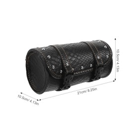 Holibanna Motorcycle Handlebar Bag Saddle Bag, Pu Leather Motorcycle Fork Bag Roll Durable Storage Tool Pouch Luggage Bag with Stands for Women Men