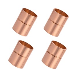 Hordolry Straight Copper Coupling Fittings, 3/4 Inch Copper Pipe Welding Joint Connector Adapter for HVAC Air Conditioner, Sweat End Pipe Fitting with Rolled Tube Stop, Pack of 4