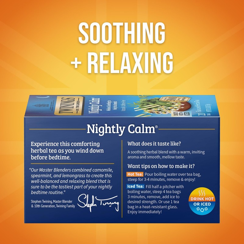 Twinings Nightly Calm Tea 20 Count Herbal Sleep Tea with