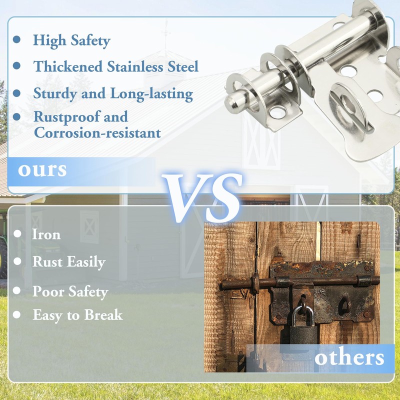 Mooche Slide Latch Lock Barrel Bolt with Padlock Hole, Barrel