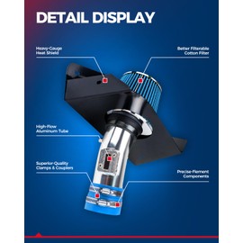 KAX Cold Air Intake Kit Compatible with Dodge Charger 2011-2023 3.6L, Challenger 2011 2018-2023 3.6L, Compatible with Chrysler 300 2011-2023 3.6L, Blue, Cold Air Intake With Heat Shield