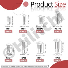 Hilitchi 400Pcs M2 M2.5 M3 M4 Rivet Nuts Assortment Kit Aluminum Flat Head Threaded Insert Nuts Metric Rivet Nut Fasteners for Automotive Home Decor Metal Joining Repair