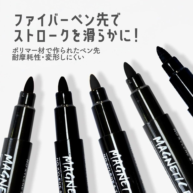 Whiteboard Pens, Set of 8 Black with Magnet, Eraser, Water
